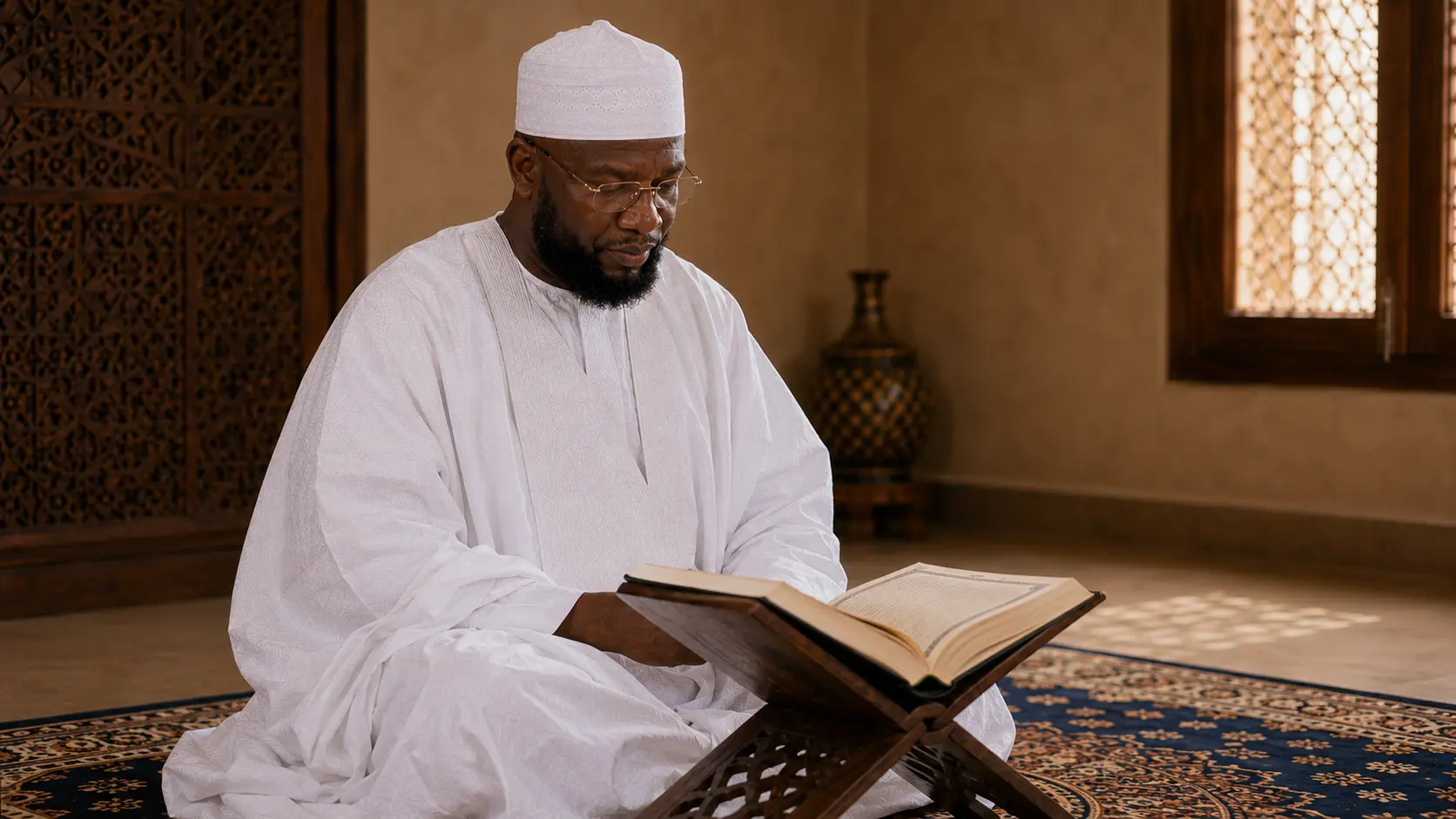 Me Hamidou en lecture et prière